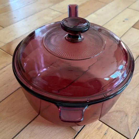 Corning Visions Cranberry Glass 2.5 L Sauce Pan Cookware Purple Plum Vintage Pot - Picture 6 of 9